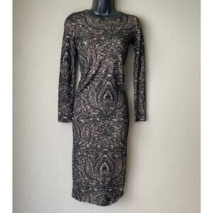 Topshop sz XS black cream lace‎ bodycon dress